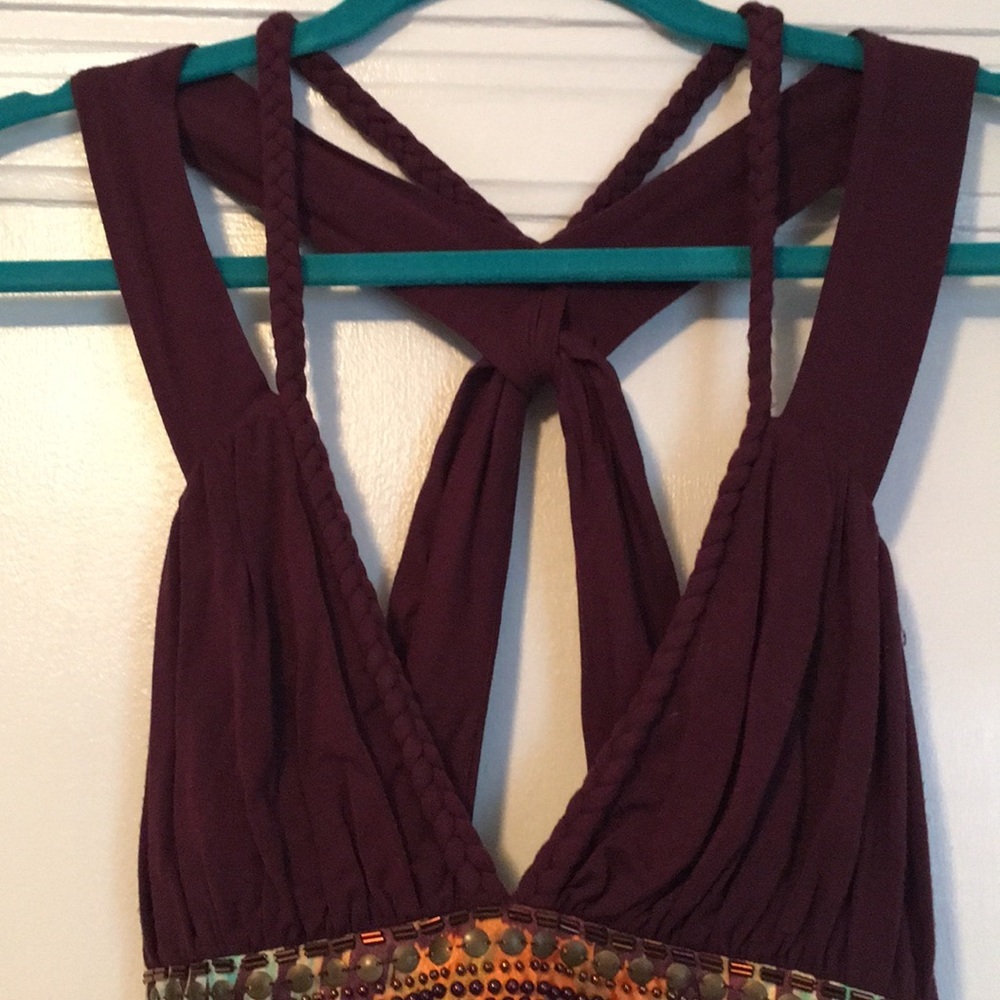 Arden B Purple Multicolor Printed Halter Dress - Picture 3 of 7